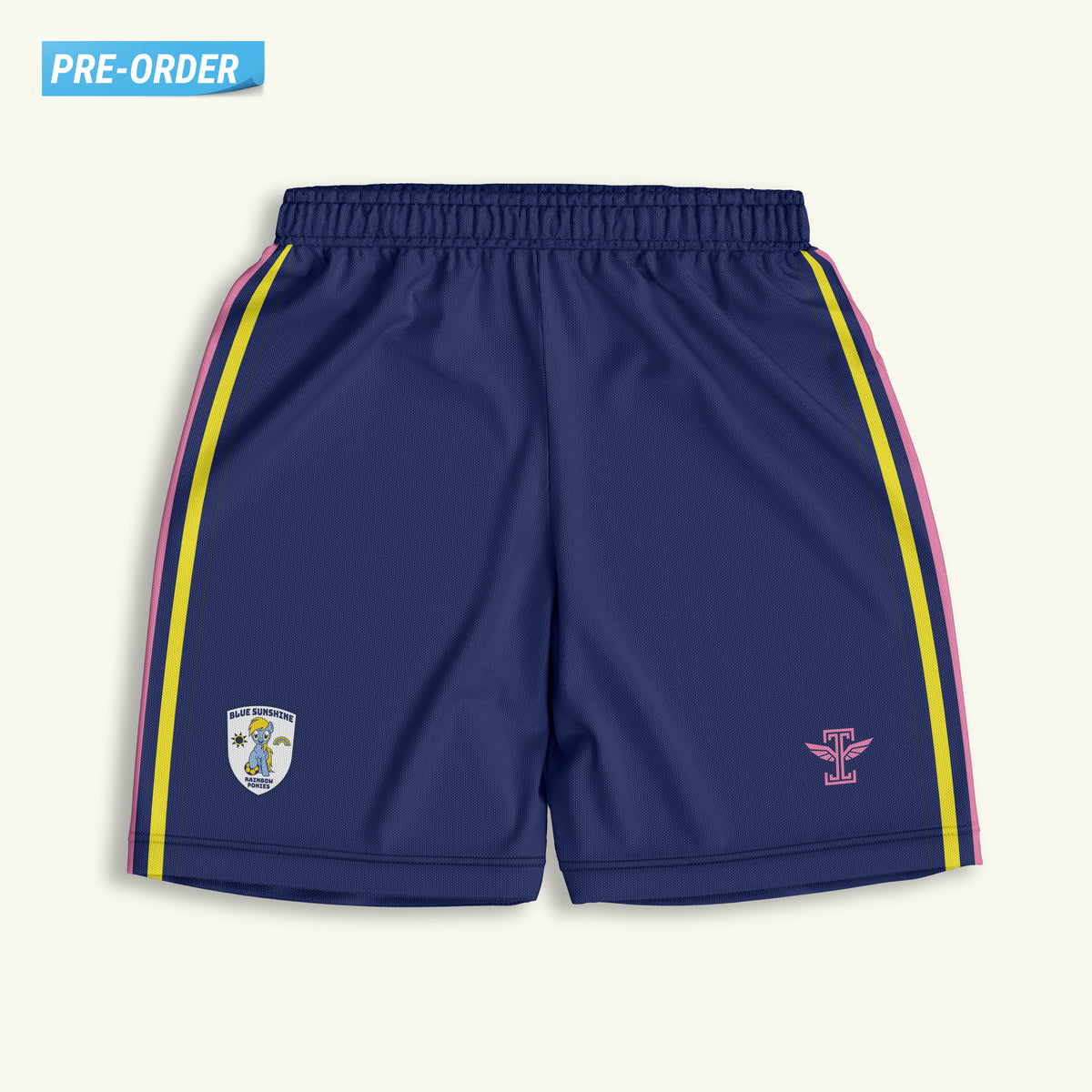 Blue Sunshine Rainbow Ponies Navy Shorts